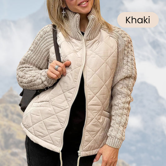 🔥49% Rabatt🔥Gestrickte Patchwork-Pufferjacke für Damen