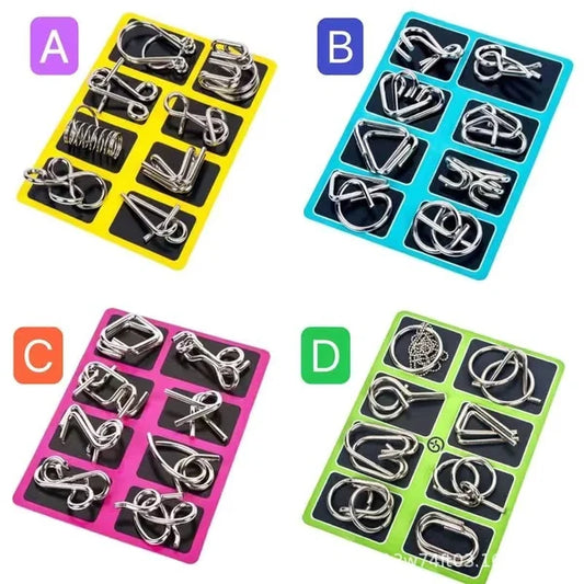 🧠🔠Metall-Puzzleringe (8 Teile) Blue Edition Gehirntraining🔗🔗
