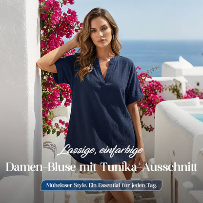 🌸Sommer-Sonderverkauf 49% RABATT 👕 Modisches lockeres einfarbiges Kurzarm-Oberteil