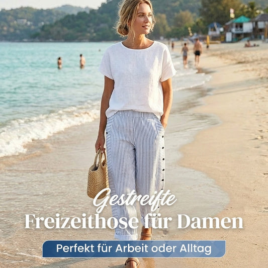 ☀️50 % RABATT!! 🌿🌸 Bequeme blau gestreifte Hose mit Seitentaschen