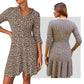 🎉50% Rabatt 🛍️🏆Trendy Leopard Print V-Ausschnitt Kleid für Frauen mit lockerer Passform