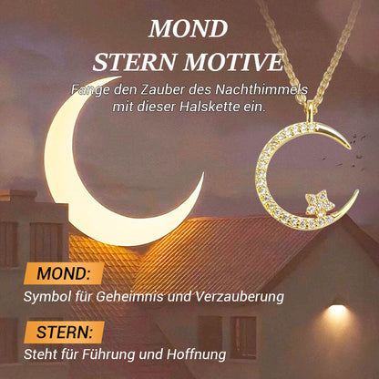 💕 Valentinstags-Special - 50% Rabatt 💕 Glitzernder Mond und Sterne Halskette