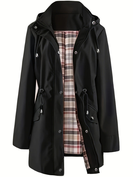 🧥HEISSER VERKAUF 50 % RABATT🌧️Waterproof und winddichte Kapuzenjacke mit Kordelzug und Reißverschluss in der Taille
