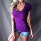 Damen Sommer Tief V-Ausschnitt Slim Tops