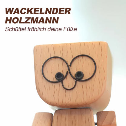 Charmante kleine Holzfigur, die mit 12 magnetischen Ausdrücken schwankt