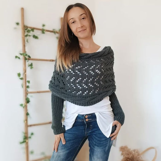 🔥Letzter Tag 49% Rabatt🧶Gestrickter Zopfmuster-Umhang, Bolero für Damen