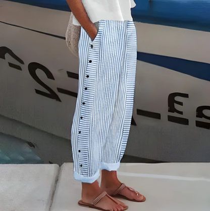 ☀️50 % RABATT!! 🌿🌸 Bequeme blau gestreifte Hose mit Seitentaschen