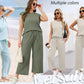 🌺2025 Neu 🌺Damen Casual Cap Ärmel Top Weite Hosen Set