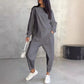 Damen Langarm-Sweatshirts mit unregelmäßigem Saum & Hosen-Set