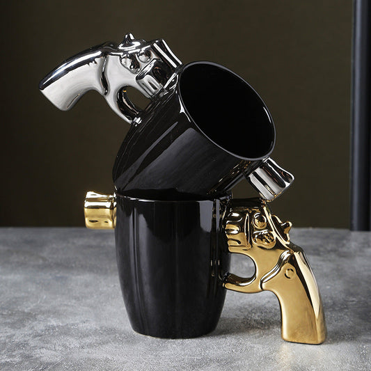 Creative Novelty Coffee Mug with Revolver Handle