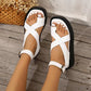Damen-Sandalen mit Kreuzriemen und verstellbarer Knöchelschnalle