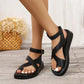 Damen-Sandalen mit Kreuzriemen und verstellbarer Knöchelschnalle