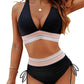 🔥Sommerschlussverkauf 49% AUS💥👙Bauchfreie Bikini-Sets mit hoher Taille und Farbblock