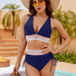 🔥Sommerschlussverkauf 49% AUS💥👙Bauchfreie Bikini-Sets mit hoher Taille und Farbblock