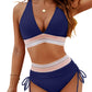 🔥Sommerschlussverkauf 49% AUS💥👙Bauchfreie Bikini-Sets mit hoher Taille und Farbblock