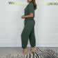 Kurzärmeliger Utility-Jumpsuit für Frauen