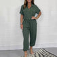 Kurzärmeliger Utility-Jumpsuit für Frauen