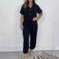 Kurzärmeliger Utility-Jumpsuit für Frauen