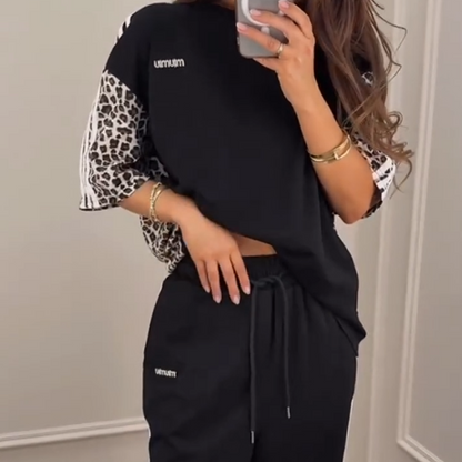 Leopard Print Patchwork Sweatshirt