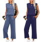🌺2025 Neu 🌺Damen Casual Cap Ärmel Top Weite Hosen Set