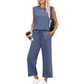 🌺2025 Neu 🌺Damen Casual Cap Ärmel Top Weite Hosen Set