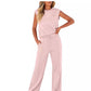 Lässiges Damen-Set aus ärmellosem Top und Hose mit Kordelzug 2-teiliges Set