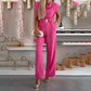 Ärmelloser Damen-Jumpsuit mit Wasserfallausschnitt