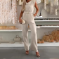 Ärmelloser Damen-Jumpsuit mit Wasserfallausschnitt