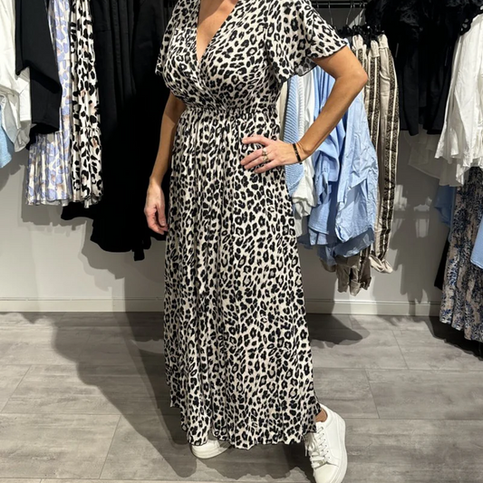 🌸Modisches Maxikleid mit Leopardenmuster für Damen
