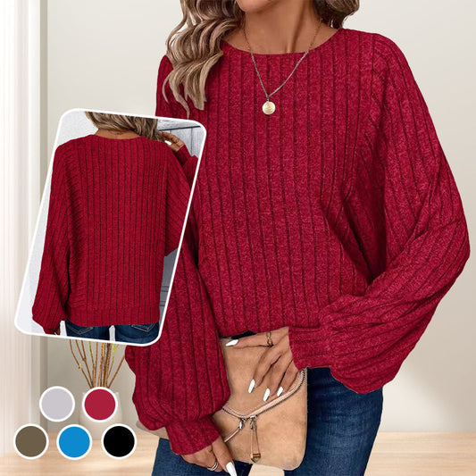 Rippstrick-Pullover mit lockerer Passform für Damen
