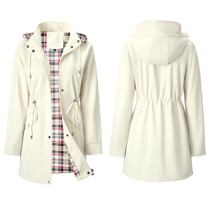Wasserdichte lange Trenchcoats mit Kapuze für Damen