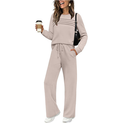 Set für Damen mit Rundhals-Top und Kordelzughose