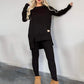 Zweiteiler aus Sweatshirt mit Schlitz und High-Low-Saum & Bodycon-Hose