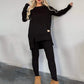 Zweiteiler aus Sweatshirt mit Schlitz und High-Low-Saum & Bodycon-Hose