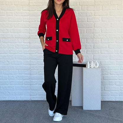 Zweiteiliges Freizeit-Set für Damen in Blockfarben