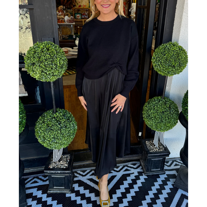 Elegantes 2-teiliges Set für Damen: Oberteil mit gedrehtem Knoten & Maxikleid