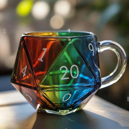 Rainbow Glass D20 Würfelbecher mit Henkel