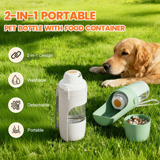 2-in-1 Portable Pet Bottle with Food Container