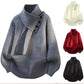 Unisex Casual Ribbed Sweater with Detachable Scarf