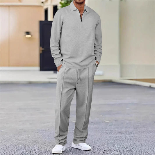 📢📢60 % Rabatt!! ⏰Herren-Set aus Sweatshirt mit Waffelstrick und Hose mit geradem Bein