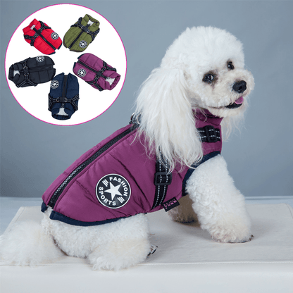 🎄Heißer Verkauf 49% Rabatt🎁🎄Winter Warm Haustier Hund Wasserdichte Jacke mit Geschirr🐩