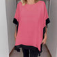 Women's Loose Batwing Sleeve Color Block T-Shirt